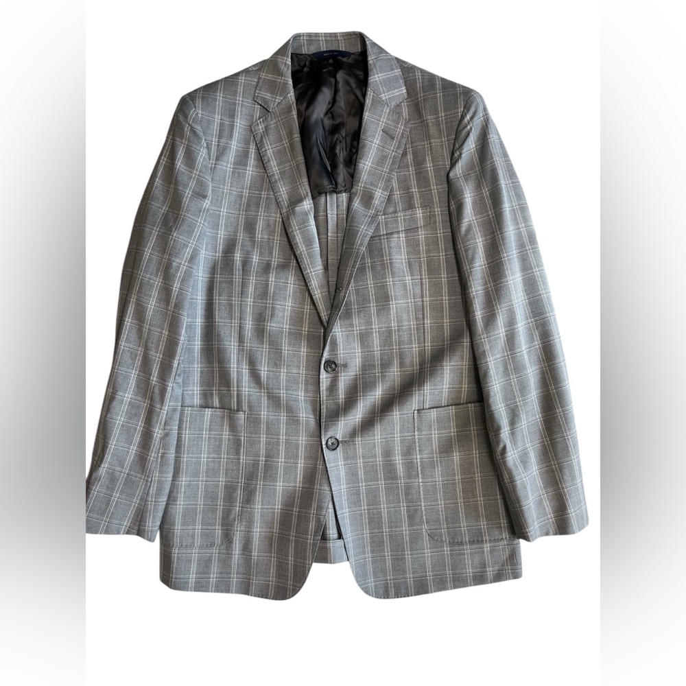 Brooks Brothers Regent Gray Plaid Wool Two Button Men’s Suit Size 41 Waist 35